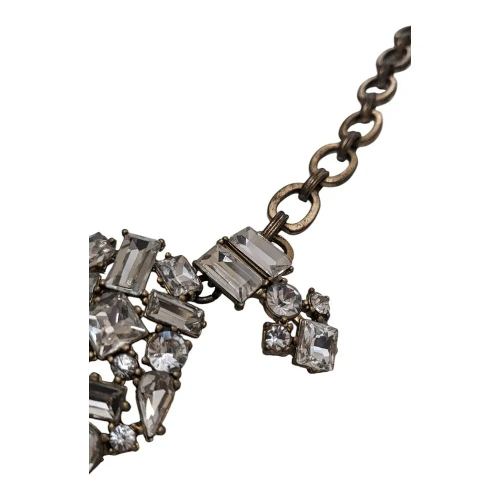 J Crew Faceted Crystal Rhinestone Geometric Cluster Necklace Gold‎ Tone - Picture 3 of 5